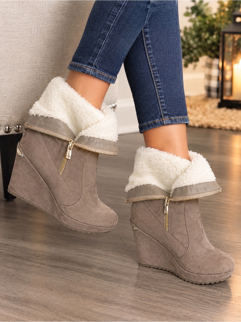 Women's Juicy Couture Fold-Over Wedge Kasia Nikita
Boots Taupe